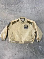 Vintage 90s Avirex Senatobia Choctaws Leather Bomber Jacket Size 6XL