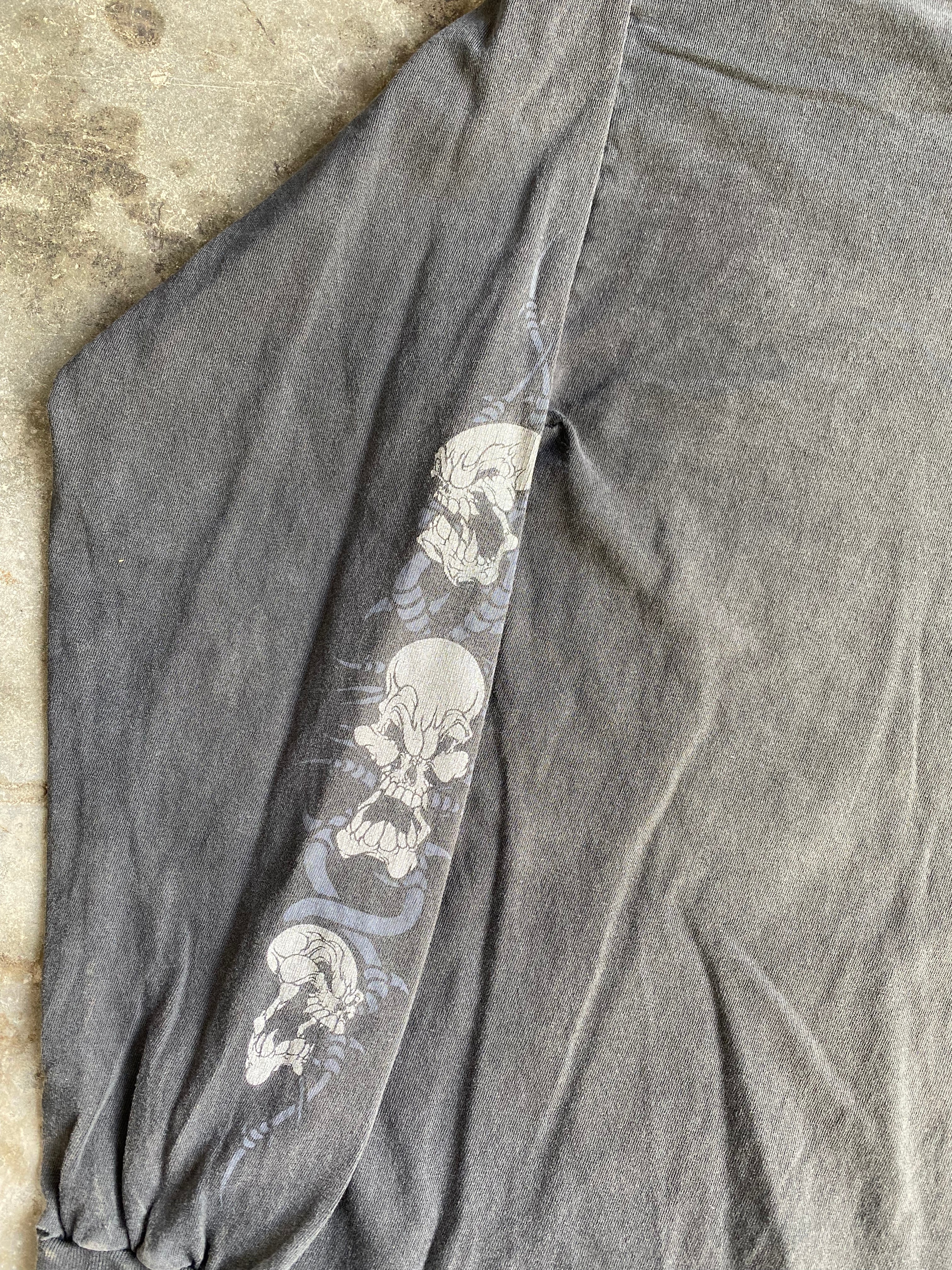 Vintage Faded Skulls Long Sleeve T-Shirt - L