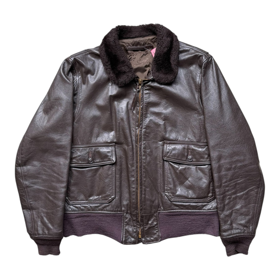 Vintage Brown Leather G-1 Military Flight Jacket Size Medium