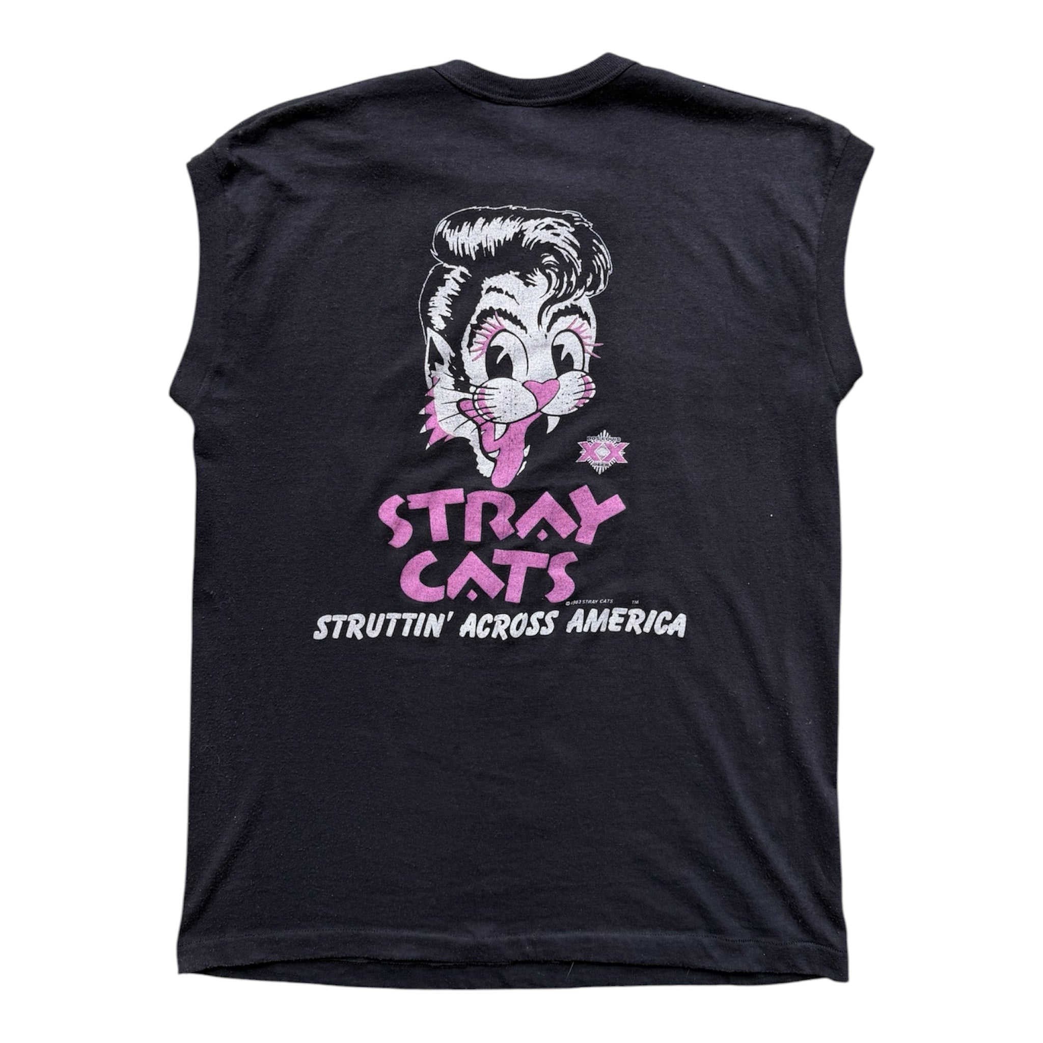 Vintage 1983 Stray Cats Tour Sleeveless Shirt Size Large