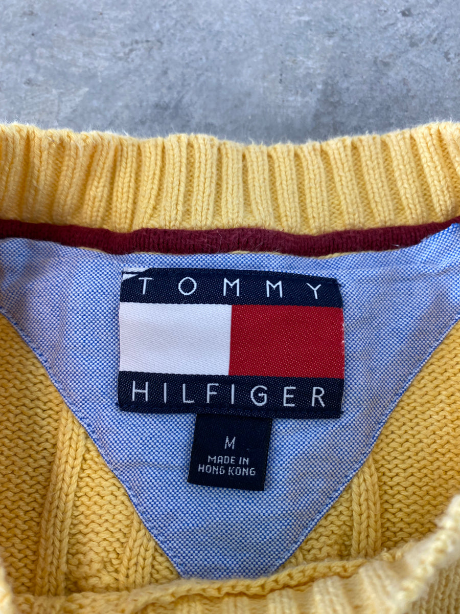 Vintage Tommy Hilfiger Yellow Embroidered Sweater Size Medium