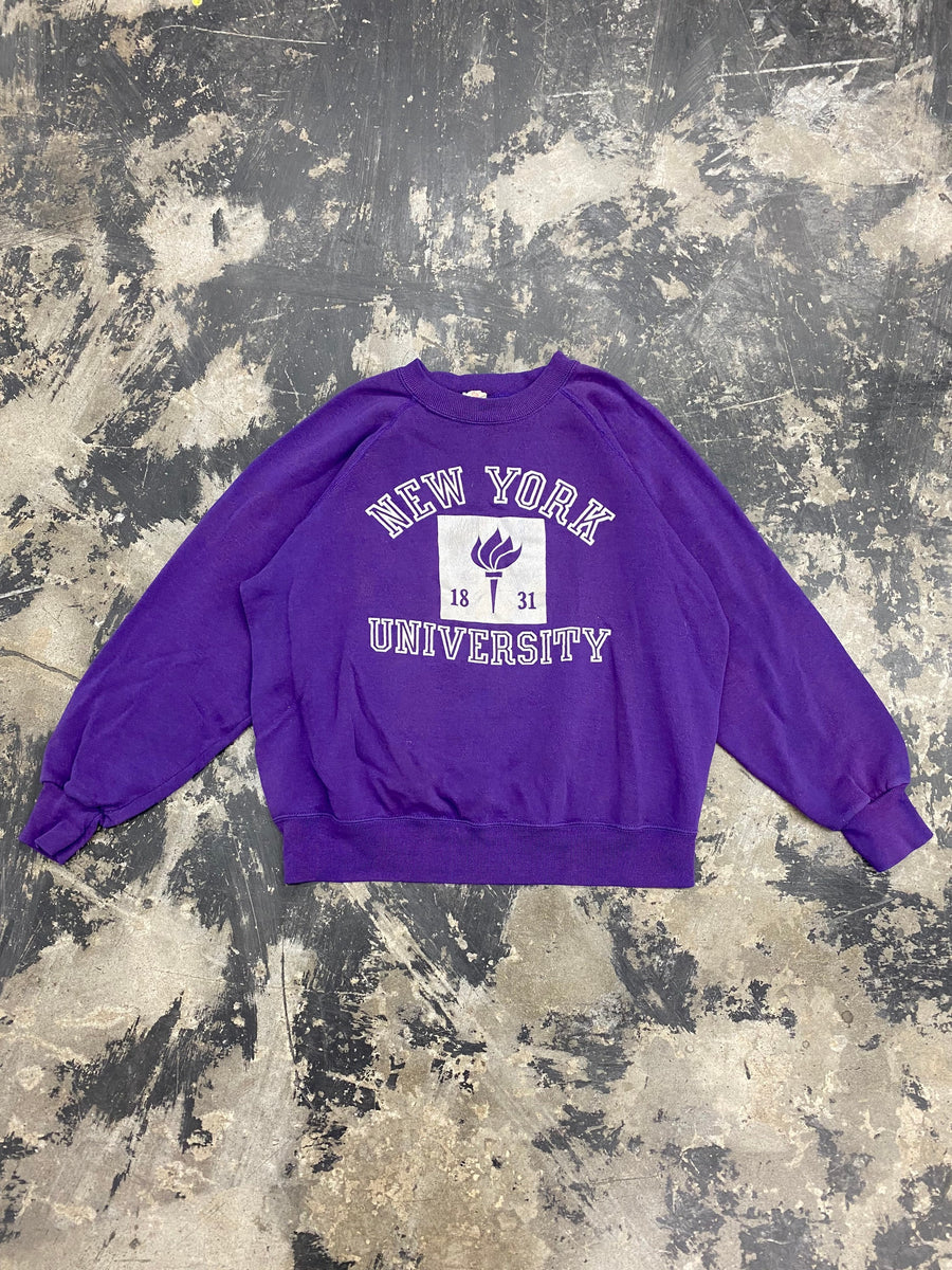 Vintage 80s New York University Purple Sweatshirt Size Small
