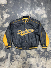 Vintage Pittsburgh Steelers NFL Leather Jacket Size Large