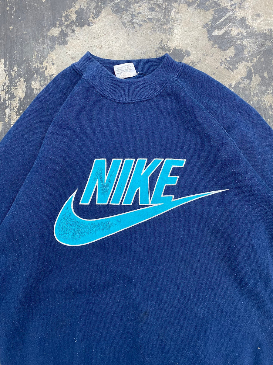 Vintage 90s Nike Check Sweatshirt Blue Size Small