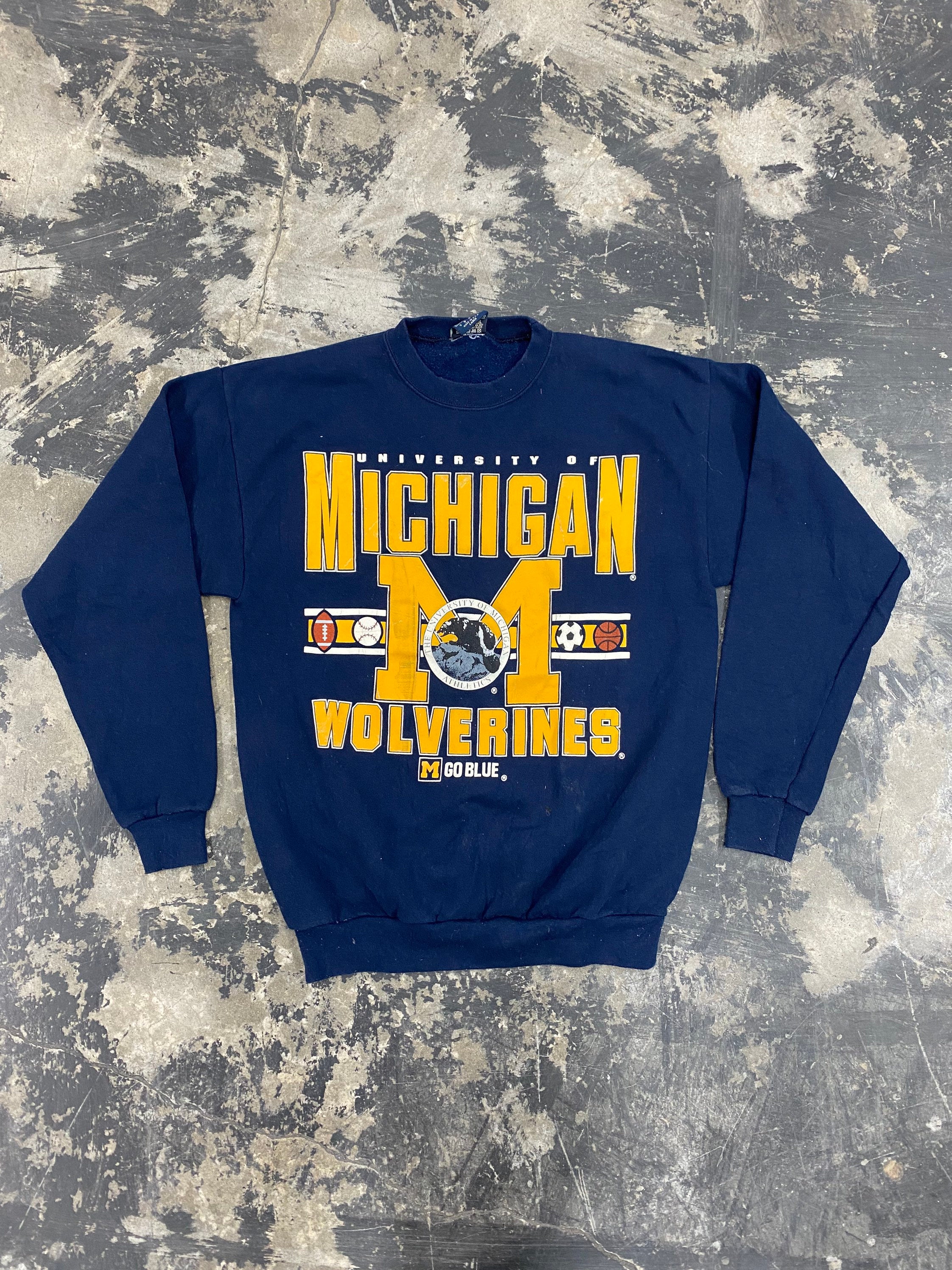 Vintage 90s Michigan Wolverines Sweatshirt Size Large