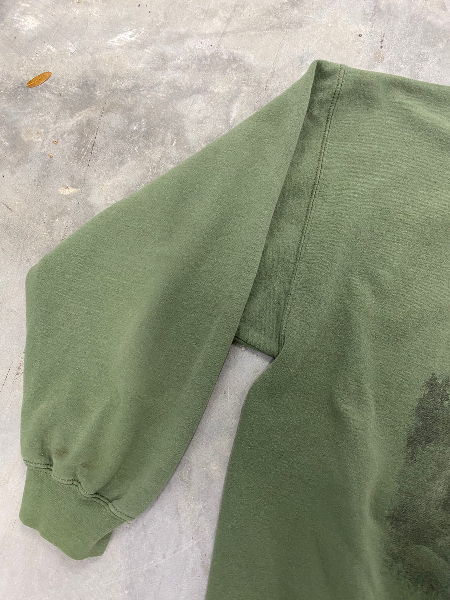 Vintage Bald Eagle Animal Sweatshirt Size XL Green