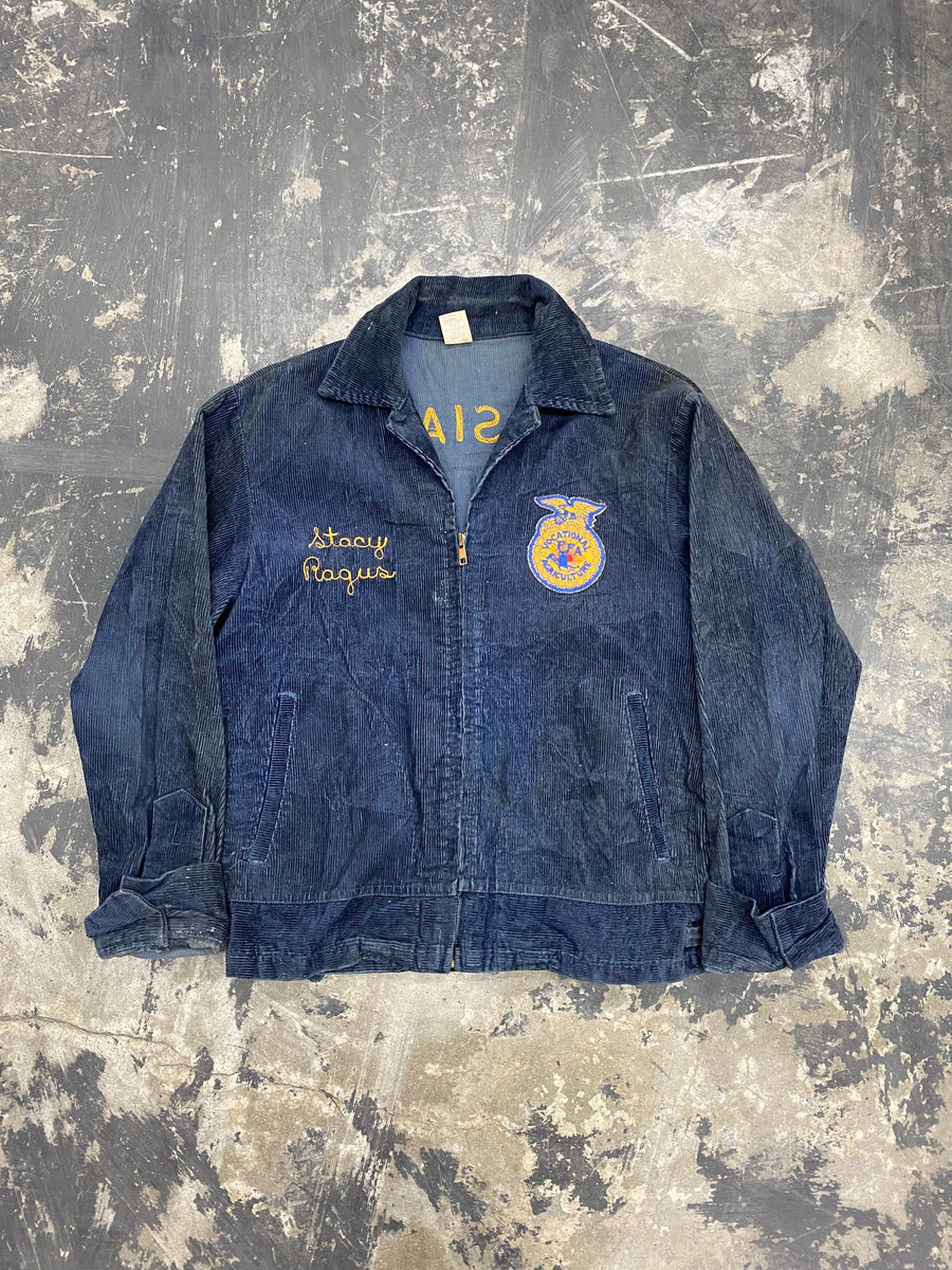 Vintage 60s FFA Blue Curdoroy Jacket Louisiana Pioneer Size Small