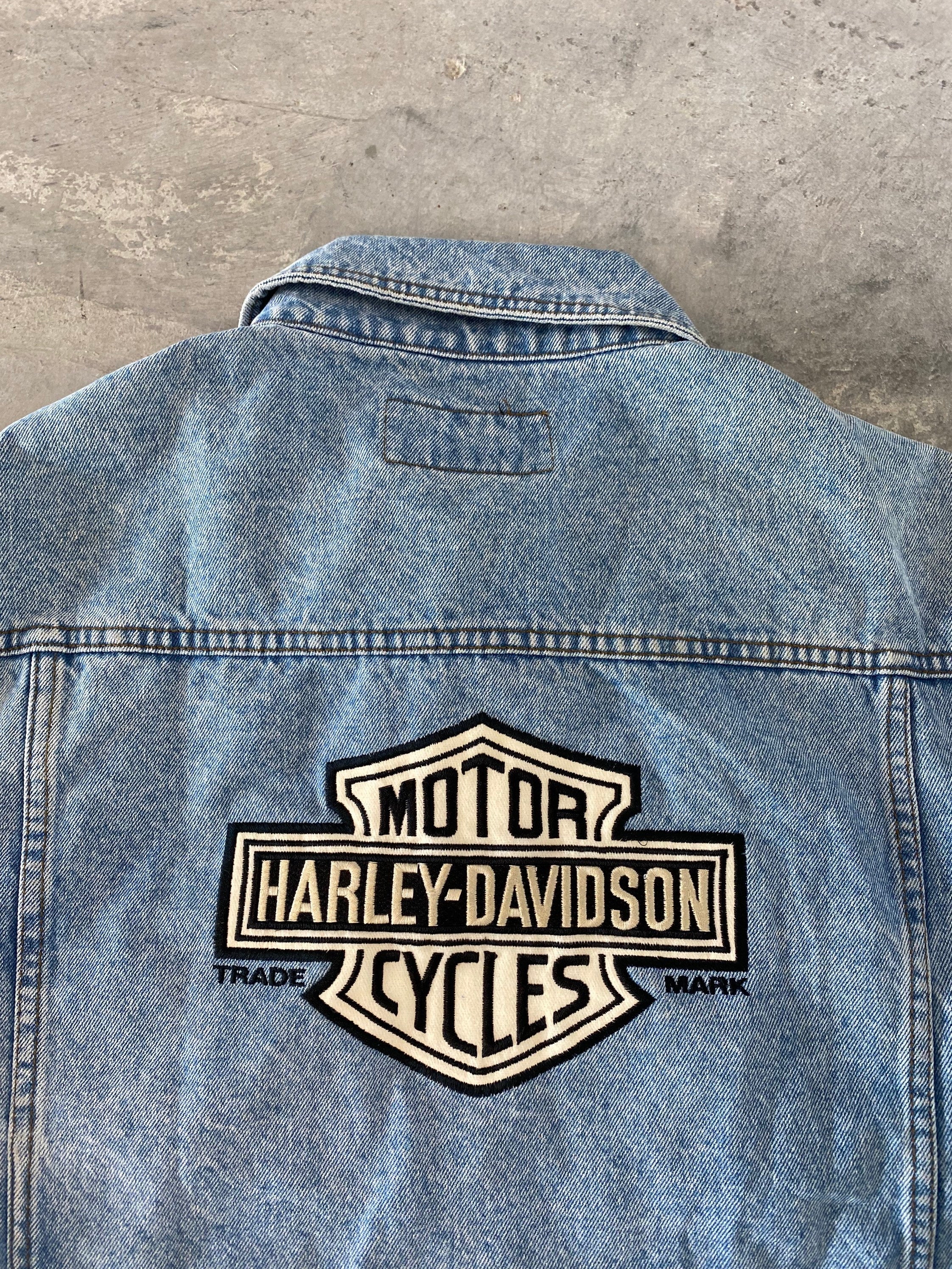 At læse Zeal Trække på Vintage Harley Davidson Jean Jacket Size Medium – Thrift Sh!t Vintage
