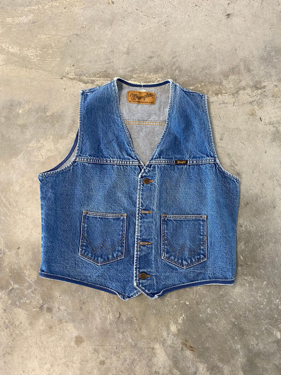 Vintage Wrangler Denim Jean Vest Size Small