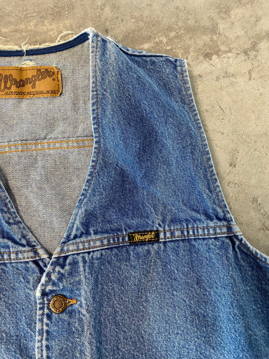 Vintage Wrangler Denim Jean Vest Size Small