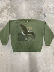 Vintage Bald Eagle Animal Sweatshirt Size XL Green