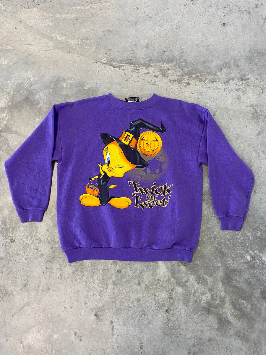 Vintage 90s Tweety Bird Twick Or Tweet Sweatshirt Size Small