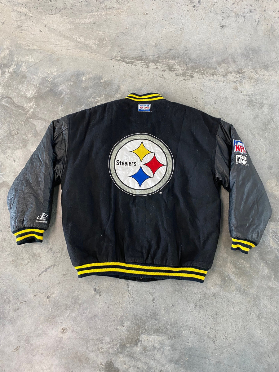 Vintage 90s Pittsburgh Steelers Leather Jacket Size Large