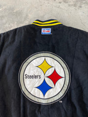 Vintage 90s Pittsburgh Steelers Leather Jacket Size Large