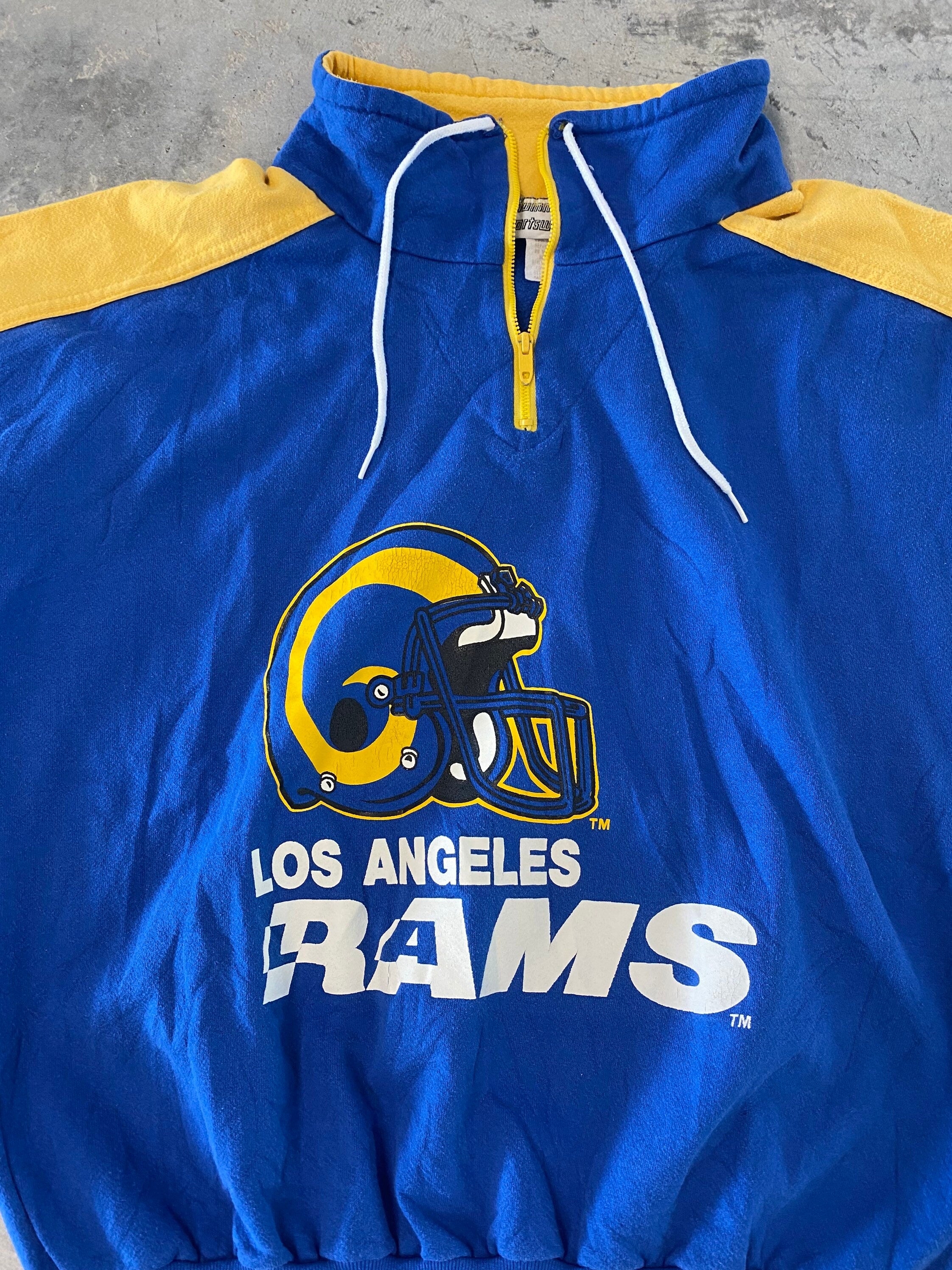 Vintage 90s Los Angeles Rams Quarter Zip Jacket Size Large