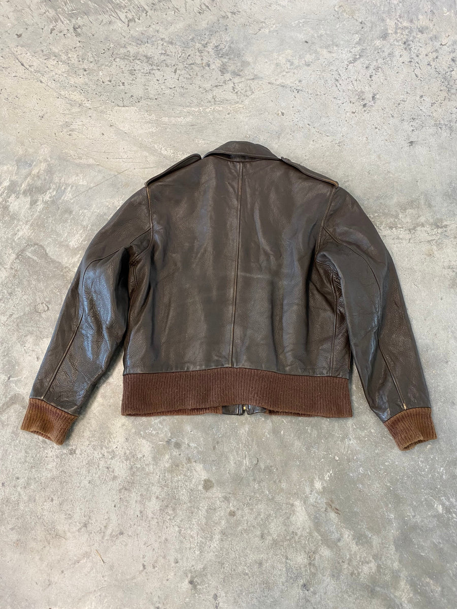 Vintage Leather Bomber Jacket Size Medium Custom Coat Co