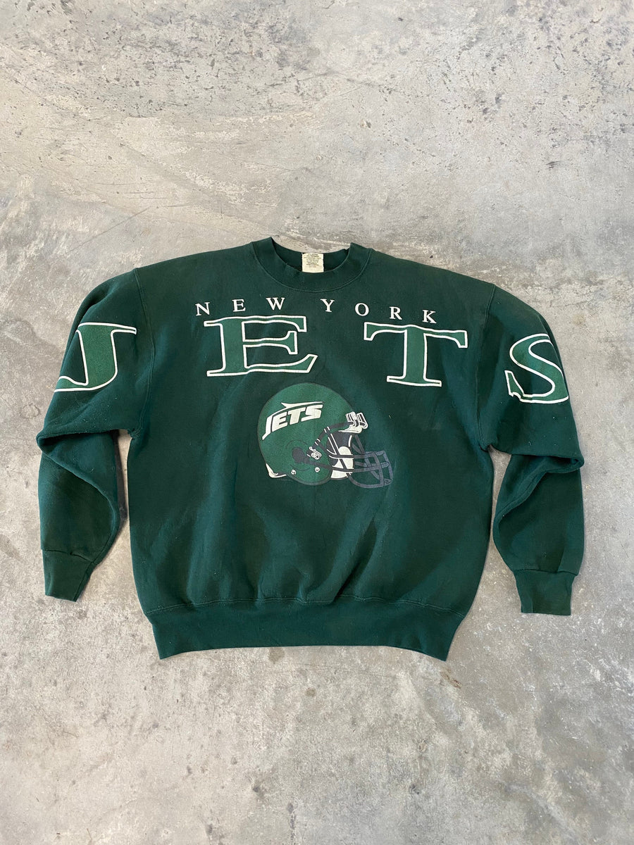 Vintage 90s New York Jets Spellout Sweatshirt Size Large