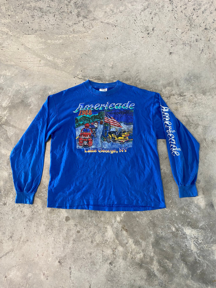 Vintage 1988 Americade Motorcycle Long Sleeve T-Shirt Size Small