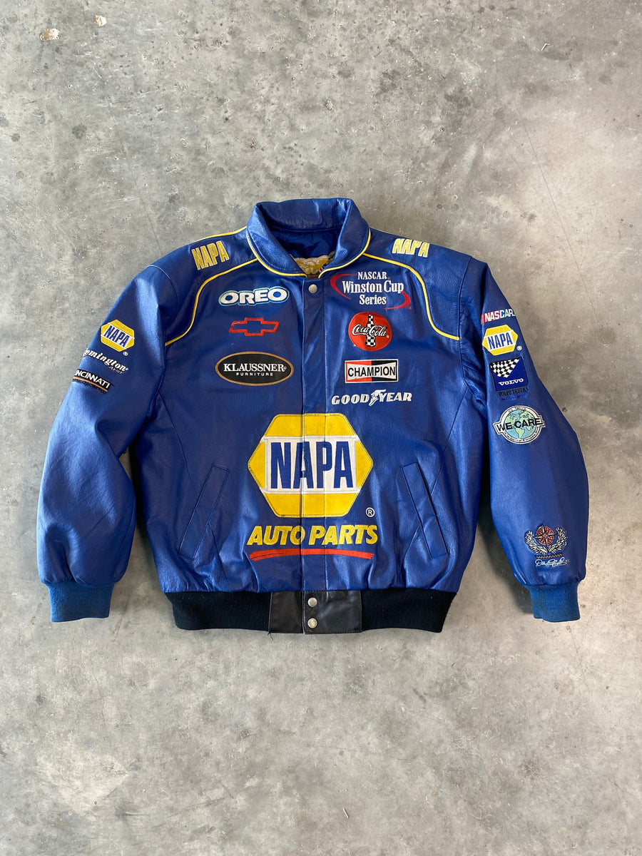 Vintage Jeff Hamilton Leather Napa Nascar Racing Jacket Size Medium