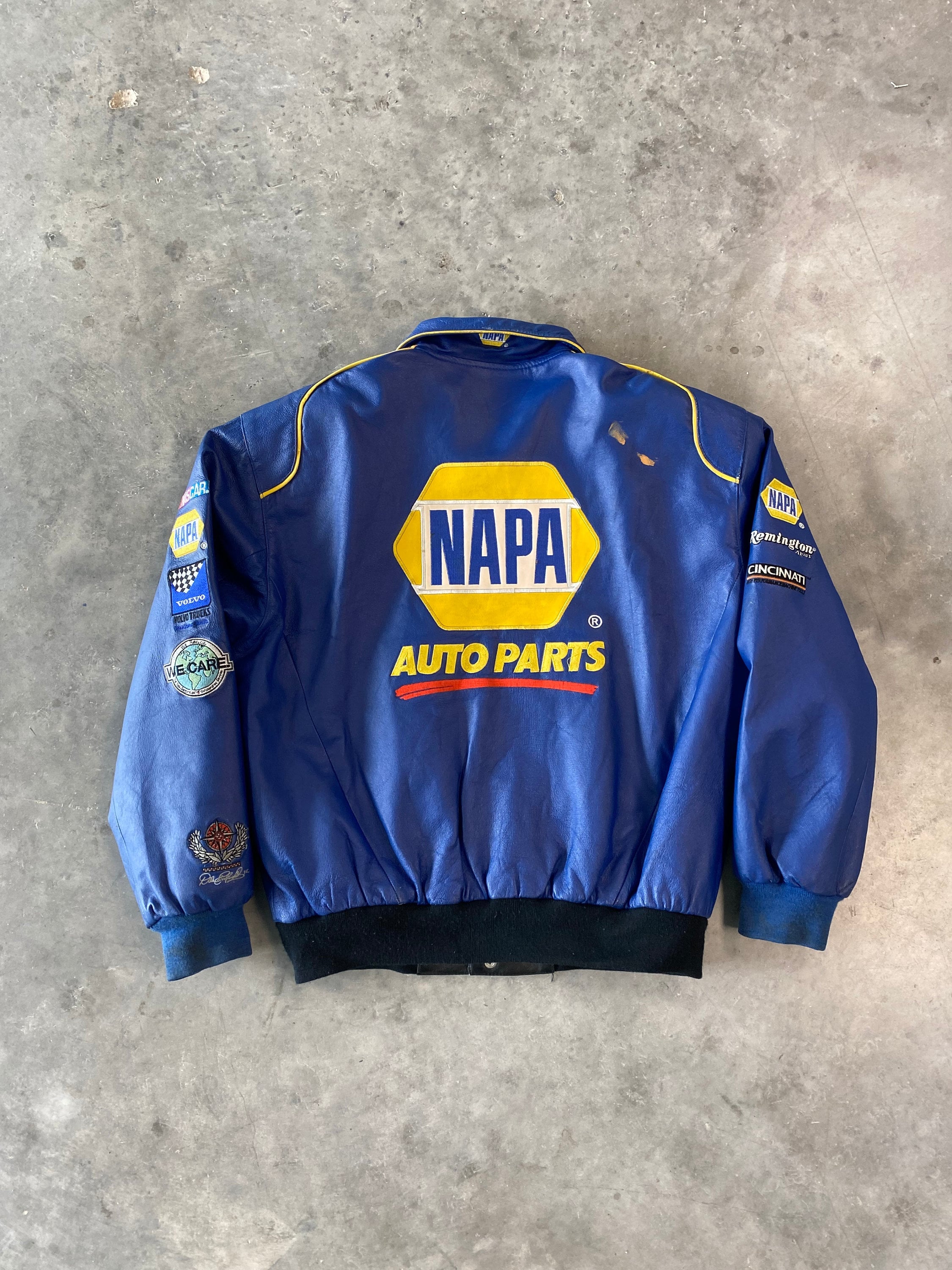 Vintage Jeff Hamilton Leather Napa Nascar Racing Jacket Size Medium